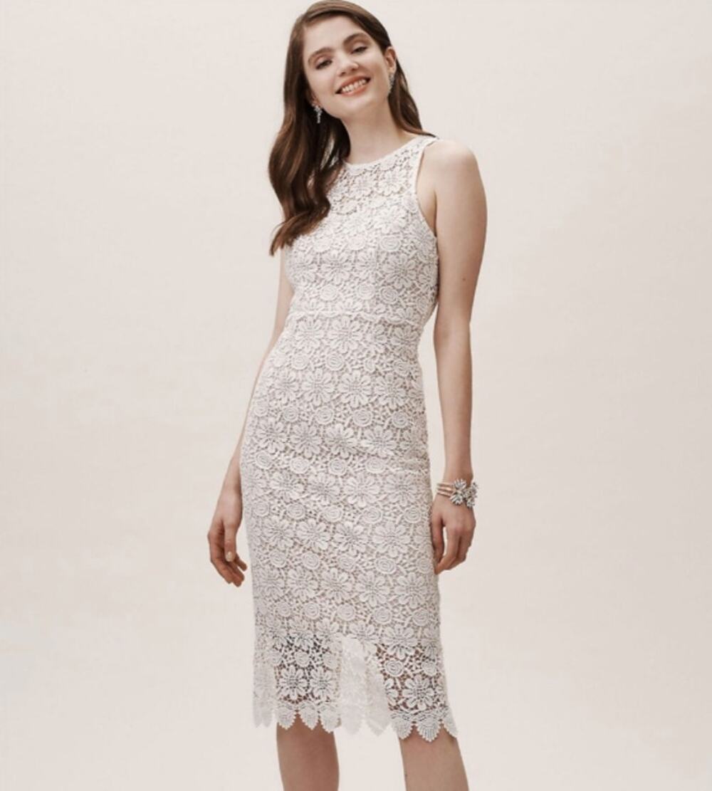 BHLDN x ANTHROPOLOGIE Belden Lace Open BacK Dress White Sz M NWT $198 {3N10}